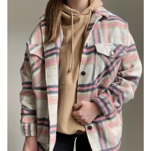 ZARA Plaid Pink Shacket Flannel Shirt LARGE
Wool Blend Fall Cozy - Picture 9 of 10